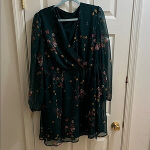 Elegant Floral Green Dress